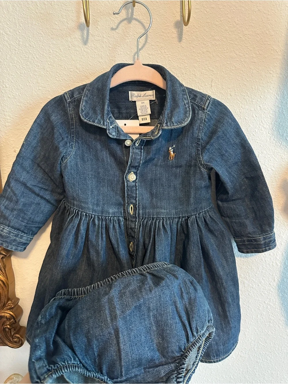 Ralph Lauren Dark Blue Girls Denim Shirtdress
